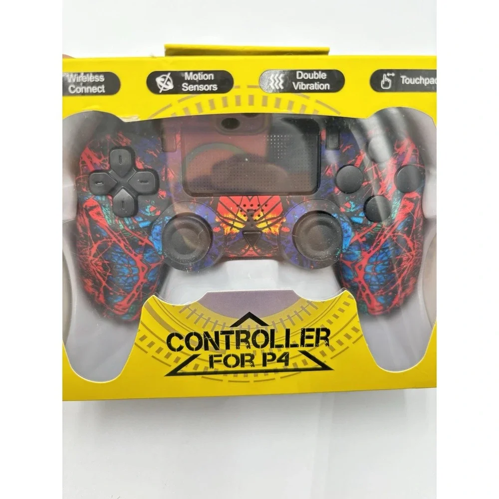 Wireless PS4 Controller Spider Web Red Blue Touchpad Motion Vibration New Box